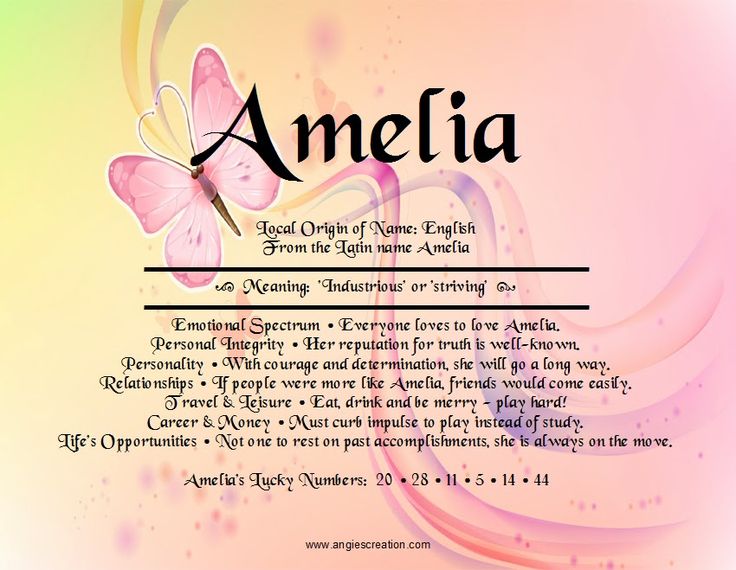 Амелия: значение и происхождение имени для девочки, характер и судьба