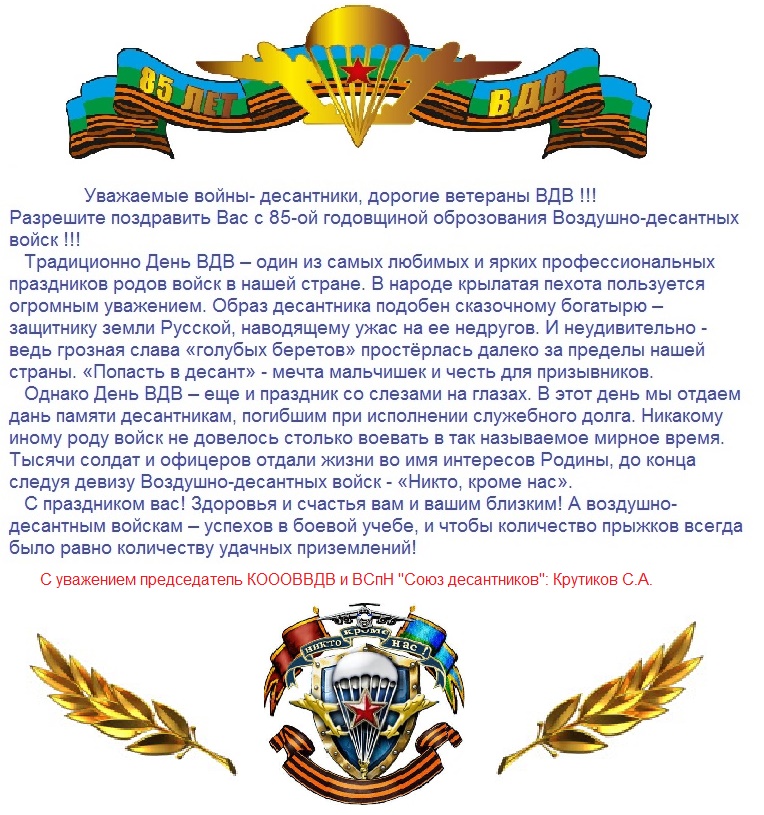 Поздравления с днем вдв отслужившим и бывшим десантникам | detkisemya.ru