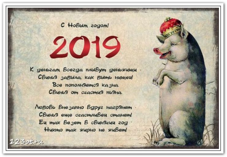 Новогодние поздравления с наступающим 2019 годом свиньи в стихах